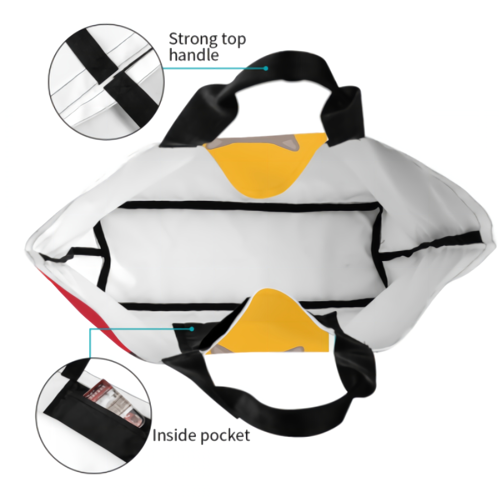 Hiding Cats Balck Brown White Kitten Cute Pussy Red Yellow Green Backdrop Canvas Tote Bag for Women Weekend Kitchen Grocery Bag