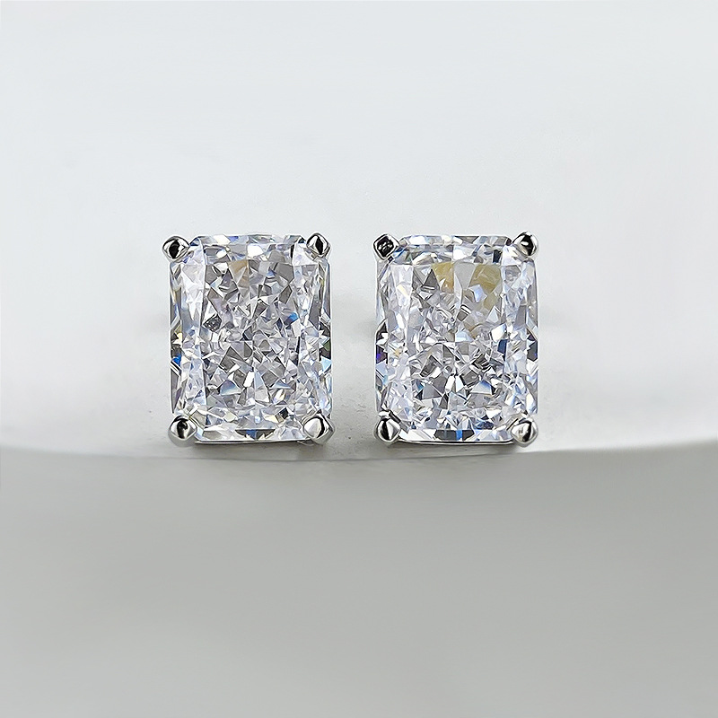 Choucong Brand Stud Earrings Luxury Jewelry Solitaire Real 100% 925 Sterling Silver Radiant Cut Moissanite Diamond Elegant Party Women Wedding Earring