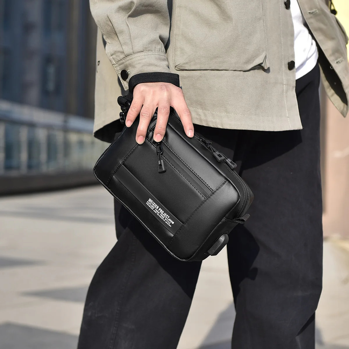 USB Charging Messenger Bag for Men Trendy Casual Crossbody Shoulder Outdoor Activities bolsos hombre sac w241106