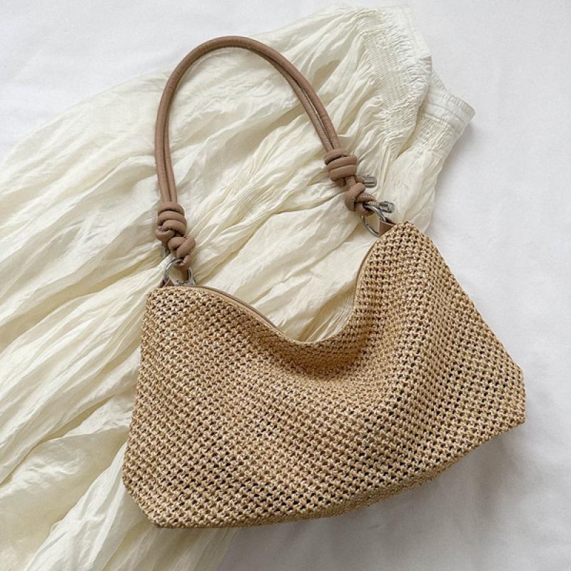 Fashion Designer Straw Tote Bag Woven Shoulder Bag 2024 Summer Beach Ladies Straw Handbags Hobo Bags And Purses Weave