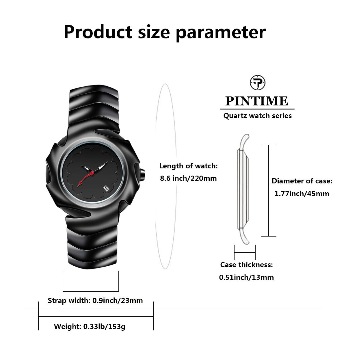 Blade Watch Mens Watch Waterproof Sports Watch Quartz Movement Titanium Case Tempered Glass Mirror SIZE 15x14MM Warranty 1 Year 014
