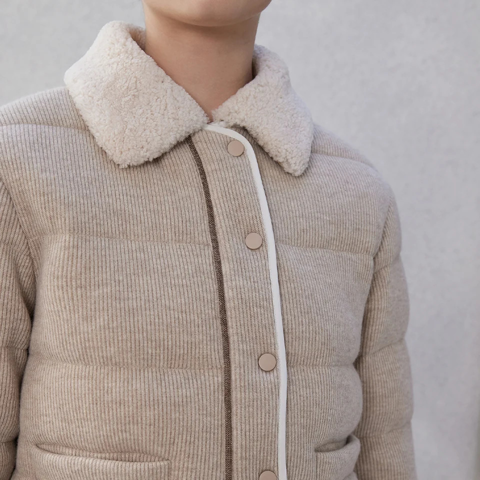 CA-26 Womens Winter Short Thick 90% White Duck Down Jacket Wool Jacket 241107