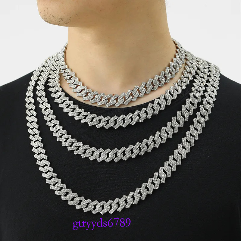 vvs moissanite cuban k chain for men 15MM wide 2 row prong iced out dia necklace rapper rock personalize hip hop mens jewelry woman gift