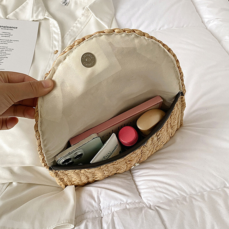 Corn Shell Woven Dinner Handbag Fashionable And Simple Solid Straw Large Wallet For Women's Summer Leisure Vacation Women's Wallet