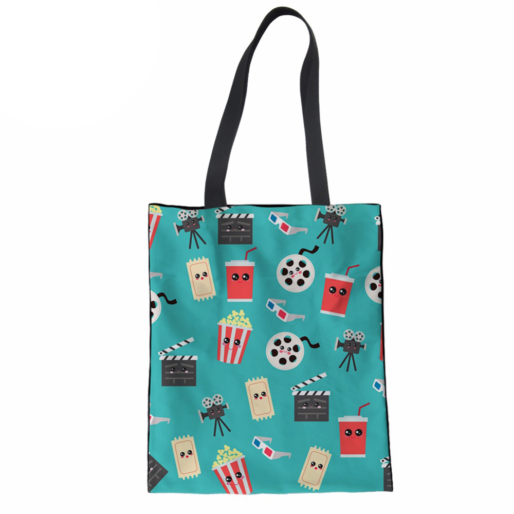 Women Handbags Canvas Coth Bag Movie Print Top-handle Bags for Teenager Girls Shopping Bag Tote Beach Bag Bolsa Mujer