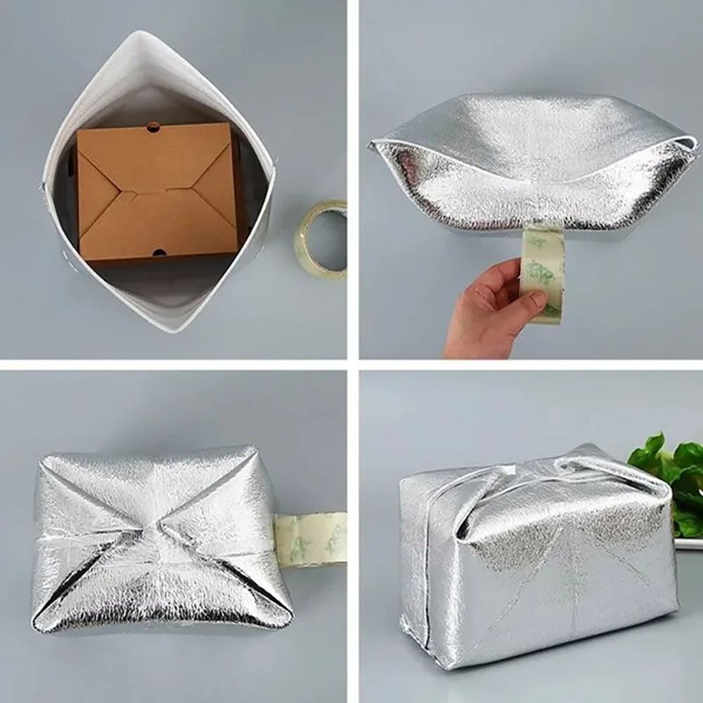 50Pcs/Pack Folding Ice Cold Warm Aluminum Foil Bag Delivery Carrier Food Thermal Insulation Bag Packing Drink Storage Cooler Bag