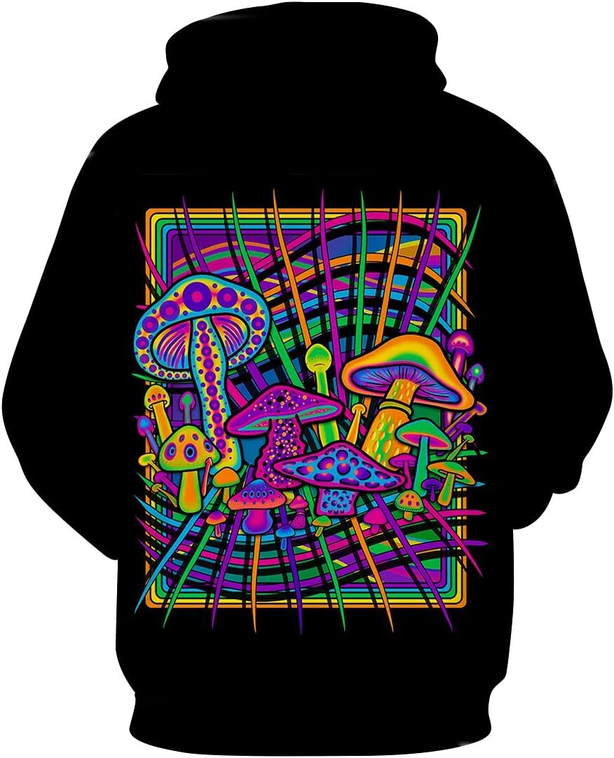 Hoodie for Mens Womens Mens Mushroom Graphic Hoodie Hippie Long Leeve Hooded Sweatshirt Graphic Cool mushroom pattern