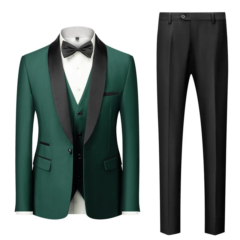 M-6XL jacket vest pants solid color mens formal business office suit grooms wedding dress party coat vest Trousers evening gown 241106