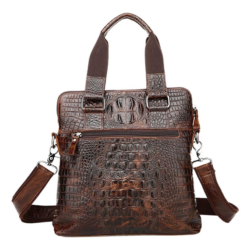 Genuine Leather Crocodile Pattern Mens Briefcase Business Cowhide Handbag Male Shoulder Messenger Bag Office File bag