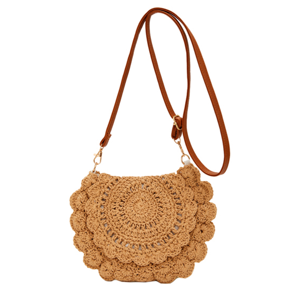 Crochet Crossbody Bag Hollow Summer Beach Bag Aesthetic Tote Handbag with Adjustable Strap for Women Summer Beach