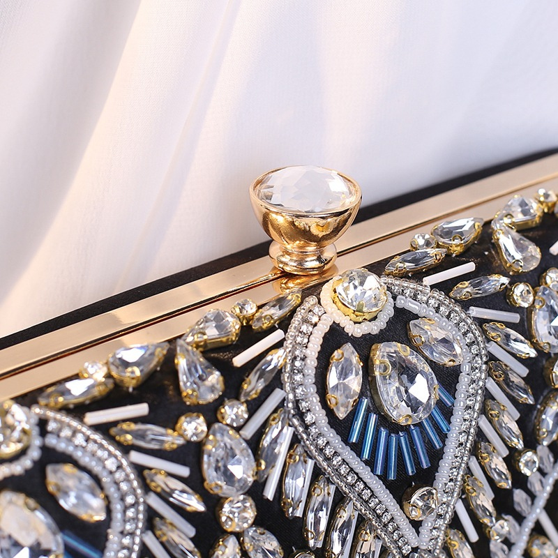 Women's Evening Clutch Bag Party Purse Luxury Wedding Clutch for Bridal Exquisite Crystal Ladies Handbag Gold Black Blue Wallet