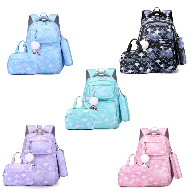 Trendy Printed School Bag Set for Backpack Portable Lunch Bag and Pencil Case