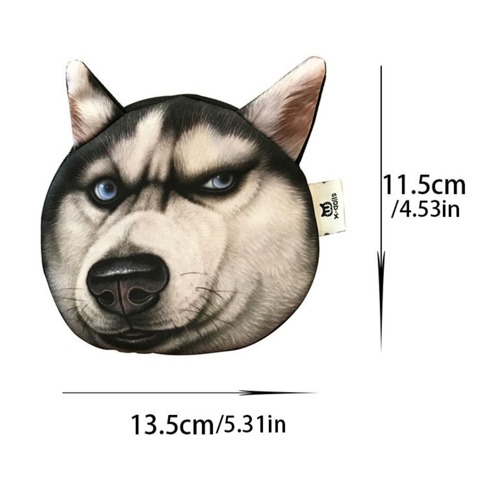 Dog Expression Dog Pattern Coin Purse Bulldog Siberian Husky Change Storage Bag Lipstick Cosmetic Bag Cute Pattern Card Holder