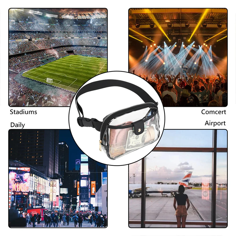 Transparent Fanny Bag Waist Bag Outdoor Sports Waist Bag Stadium Approved Mens Transparent Chest Bag Waterproof Transparent Waist Bag 241107