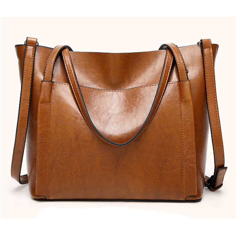 New Fashion Oil wax leather women bag handbag soft leather women's messenger bags black green casual tote female crossbody bag