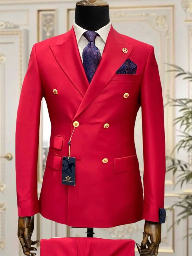 Light Blue Red Green Double Chest Slimming Mens Set Wedding Evening Dress Business Party Ball Mens Jacket Set 241106