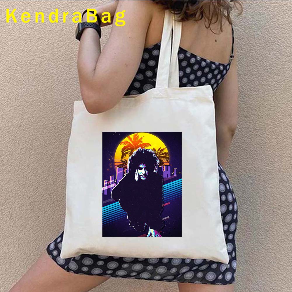 1986 The Cure Robert Smith Rock Band Hip Hop Fashion Graphic Street Style Canvas Shoulder Handbag Tote Shopper Punk Shopping Bag