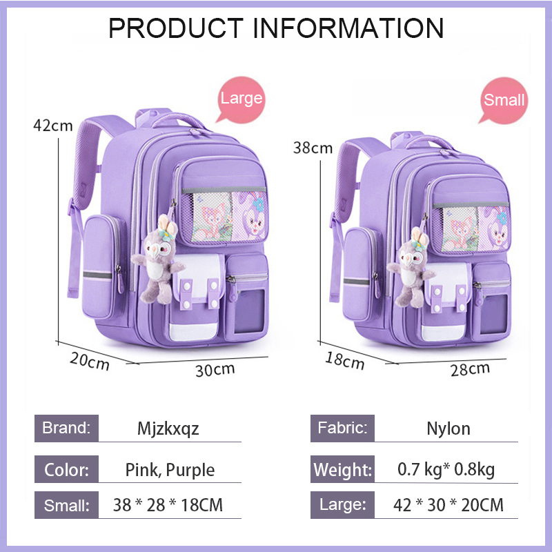 New Children's School Bags For Girls Orthopedic Primary Waterproof Backpack Kids Cute Purple Multiple Pockets Mochila Infantil