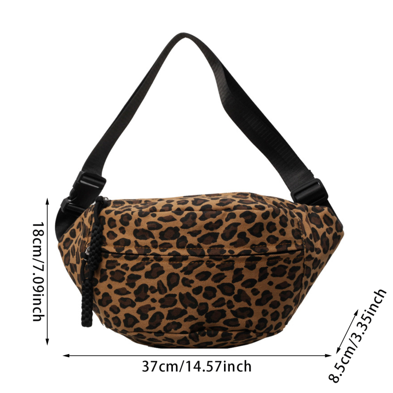 Fashion Leopard Print Waist Street Trend Fanny Woman Chest Pack Canvas Belt Bag Female Designer Shoulder Crossbody Bags