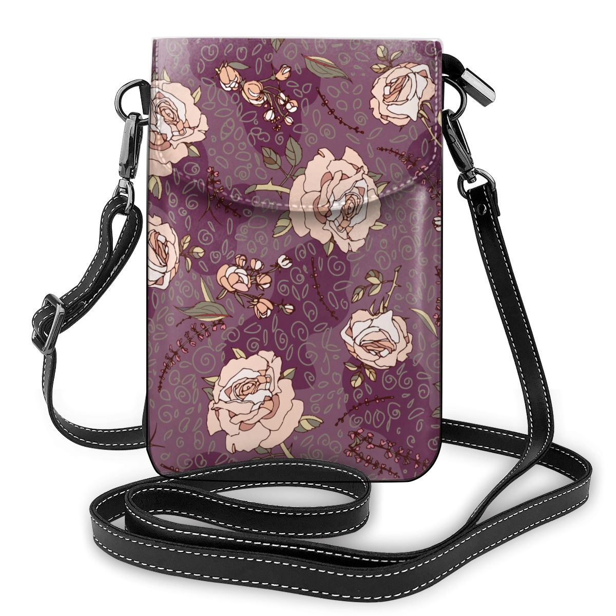 Flower Pattern Cross Body Bag Women Travel Shoulder Bag Female Purse Adjustable Strap PU Leather Handbag sac femme bolsos mujer