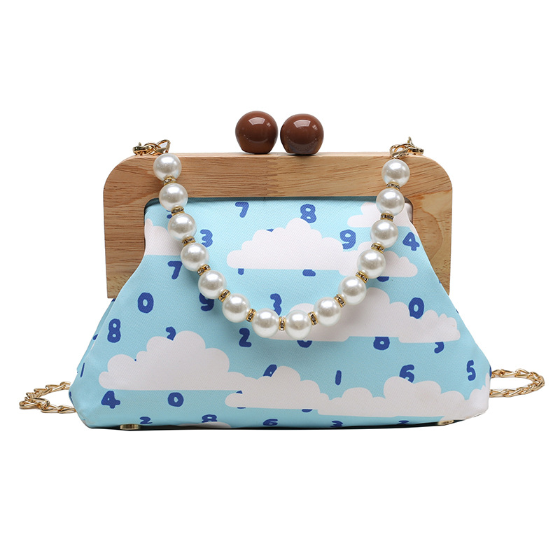 Pearl Portable Clip Buckle Shoulder Bag Female 2021 Korean Fashion Cute Western Style Chain Messenger Shell Bag