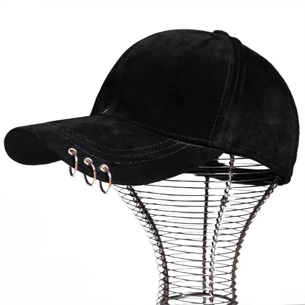 cks Suede Leather Cap For Men Winter Hat Male Cashmere Sheepskin Torus Decoration Bound n Y2k Baseball Caps Casual Black Gorras S241167