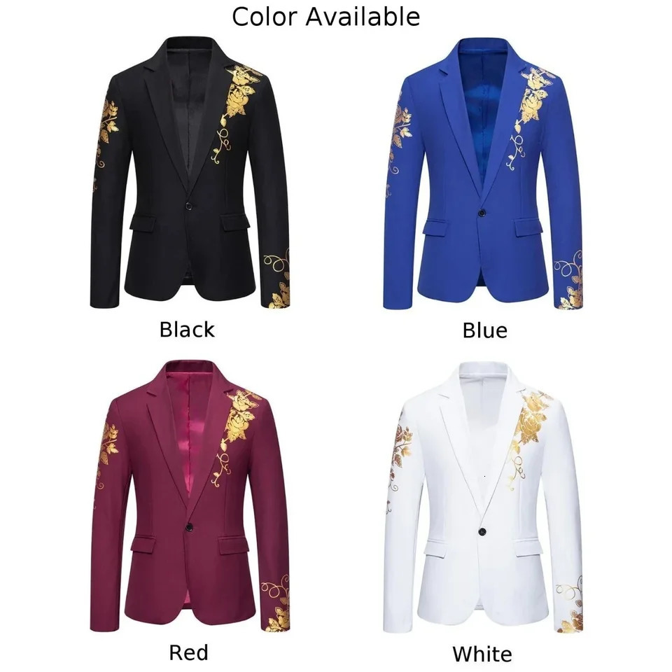 Blazer Mens Fashion Business Gentleman Business Paisley Gold Print English Wedding Leisure Reception Banquet Set 241106