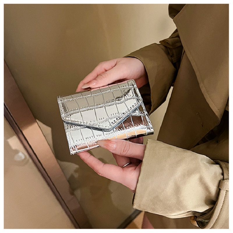 2023 Short Purses for Women New Fashion Stone Pattern Laser Wallet High Capacity Card Holders Coin Purse Mini Small Money Bag