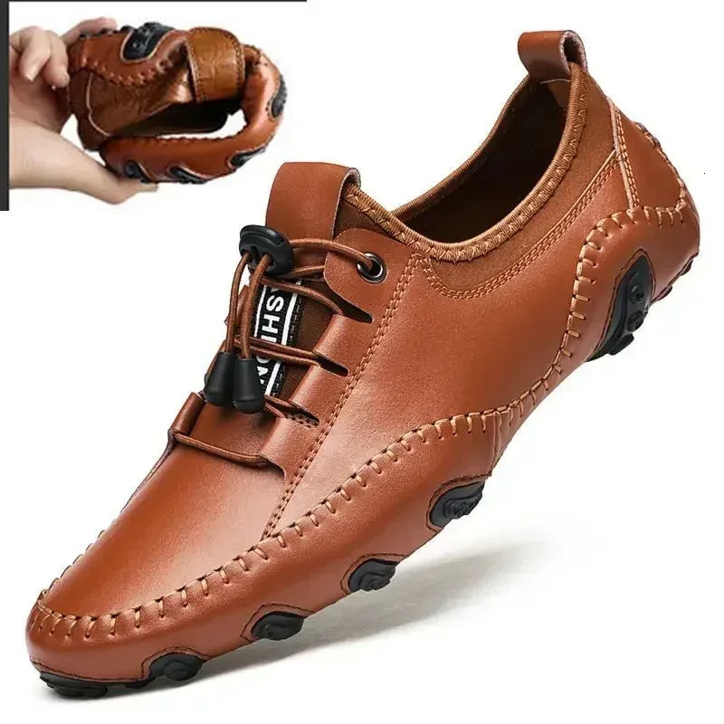 Vanmie Genuine Leather Men Casual Shoes Handmade Slip On Lazy Loafers Soft Hollow Out Loafers Breathable Male Driving Shoes 241106