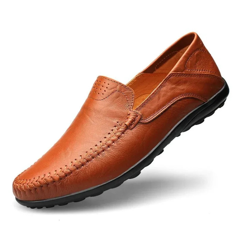 Fashion Leather Men Casual Shoes Formal Men Loafers Moccasins Italian Breathable Slip on Male Boat Shoes Size 37-47 241106