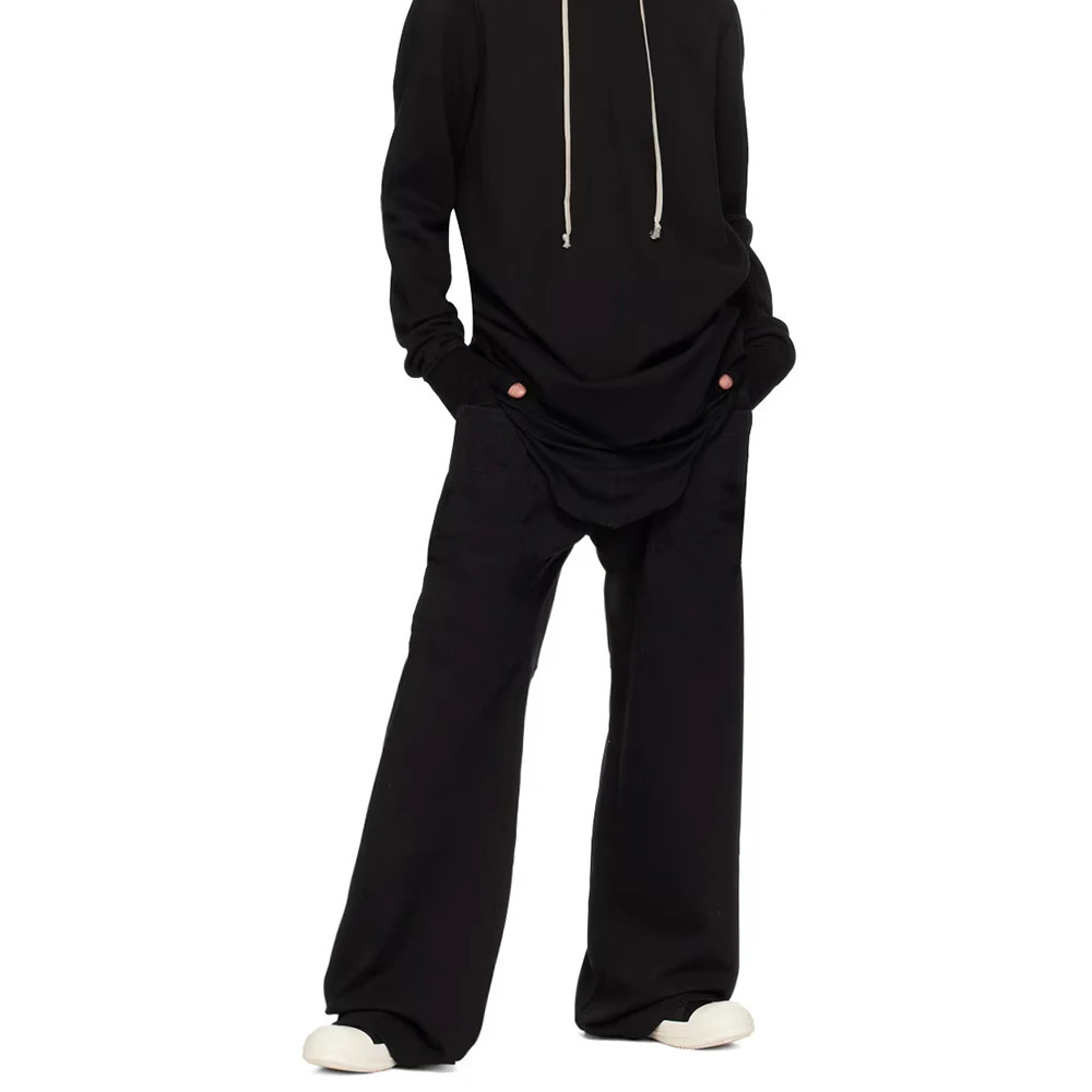 Harajuku Streetwear Black Flared Joggers Men Relaxed Fit Gray Flare Sweatpants Casual Patchwork Sweat Pants 100% Cotton 241104