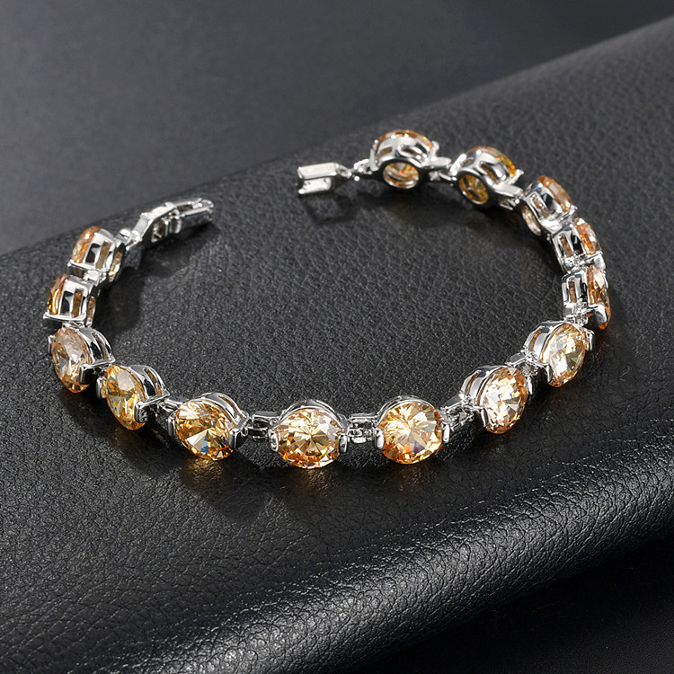 2024 Choucong Brand Wedding Bracelets Luxury Jewelry 18K White Gold Fill Round Cut Champagne Zircon CZ Diamond Tennis Party Women Wedding Bangle Gift