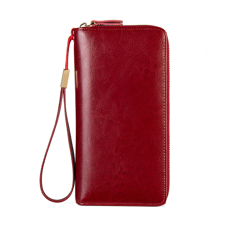 Women‘s Genuine Leather Wallets Female Clutch Zipper Coin Purse Card Holder Certificate Fashion Ladies Wristband Phone Hand Bag