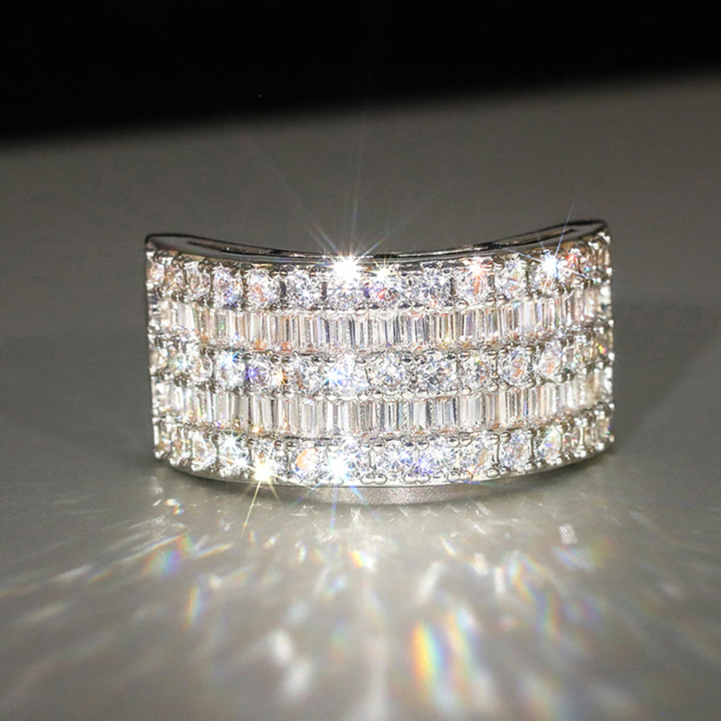 Choucong Handmade Sparkling Wedding Rings Luxury Jewelry 925 Sterling Silver Princess Cut White 5A Cubic Zircon CZ Diamond Party Women Engagement Band