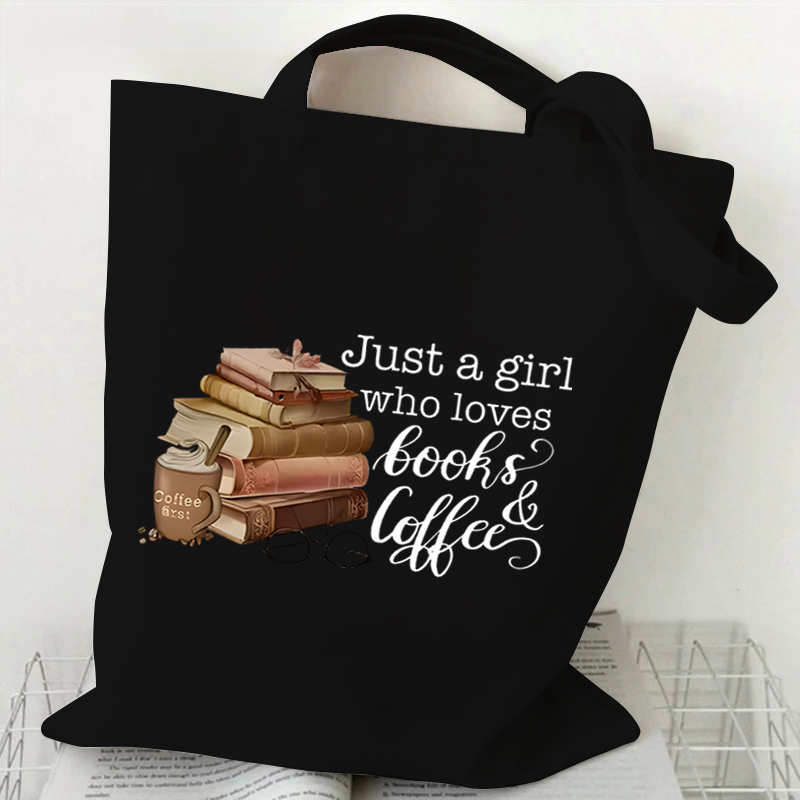 Just A Girl Who Loves Books Canvas Tote Bag Women Reusable Shopper Bag Vintage Rose Books Fashion Read Lover Shoulder Handbags