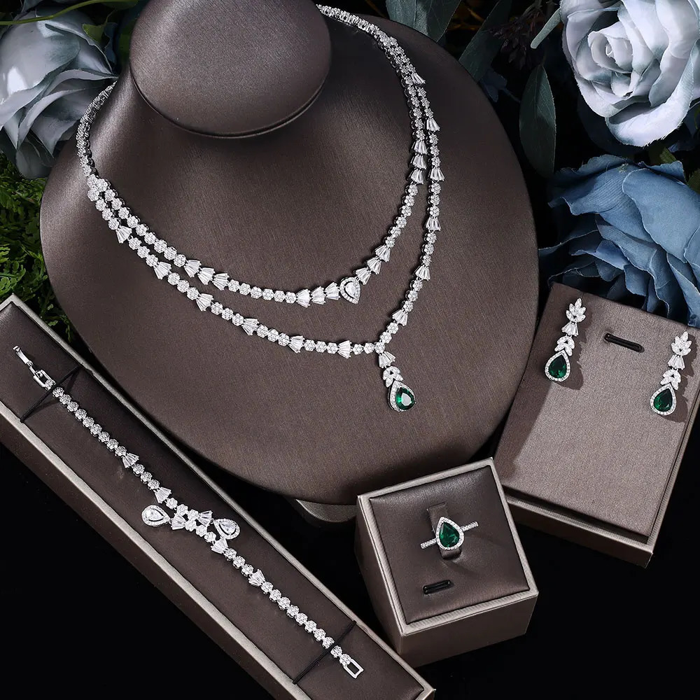 exotic wedding jewelry set with sparkling zirconia necklace and earring party accessories 241106