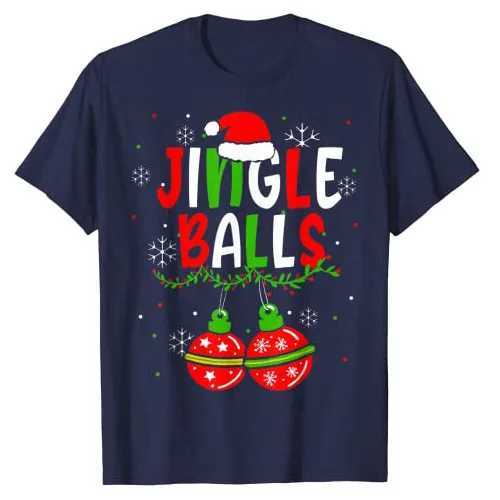 Jingle Balls Tinsel Tits Fun Matching Couple Chestnut T-shirt Christmas Pajamas Womens Christmas Gift Y2k Top BF GF Graphic T-shirt X241107