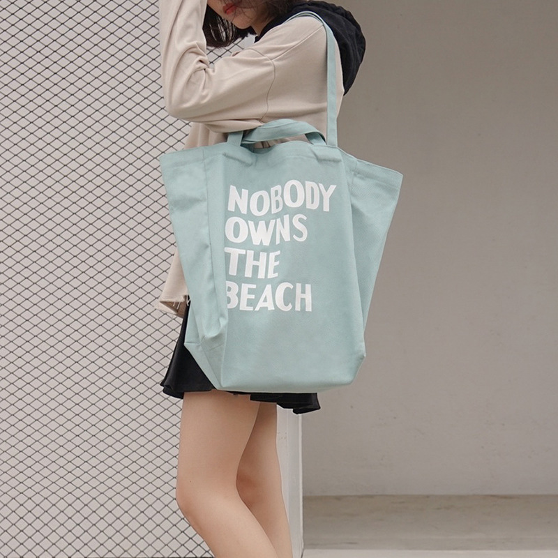 Women Canvas Shoulder Bag Extra Large Capacity Handbag Letters Beach Bags Female Big Tote Ladies Simple Canvas Shopping Bag