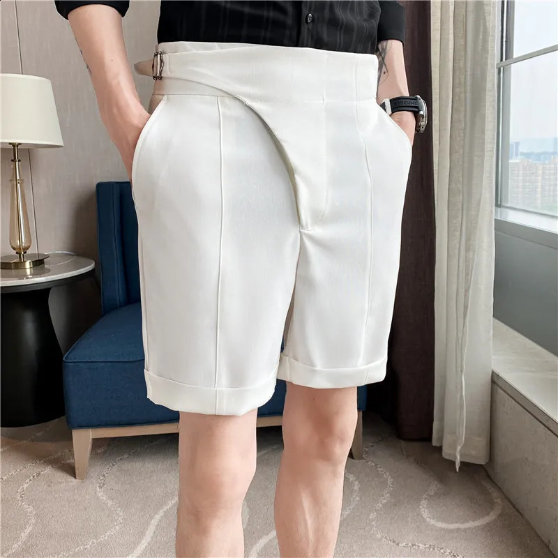 Men Summer Shorts Korean Fashion Business Casual Chino Office Trousers Cool Breathable Clothing S3XL 240407