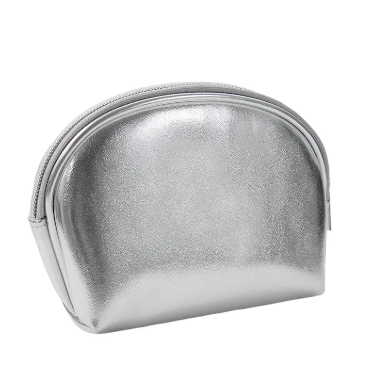 Washing Makeup Bag for Women Soft Leather Cosmetic Bag Silver Large Capacity Cosmetic Storage Bag Travel Makeup Pouch Handbag