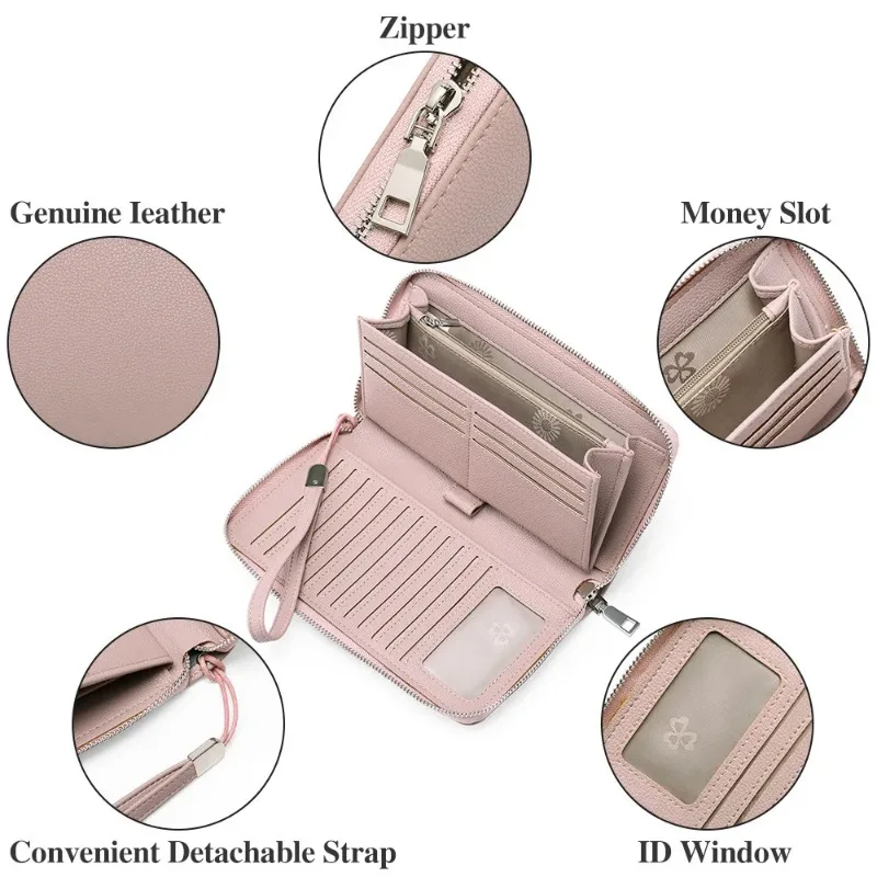 Vintage Women Wallet Large Capacity Long Clutch Bag PU Leather Bank Credit Card Holder Cell Phone Bag RFID Unisex Wallets Gift