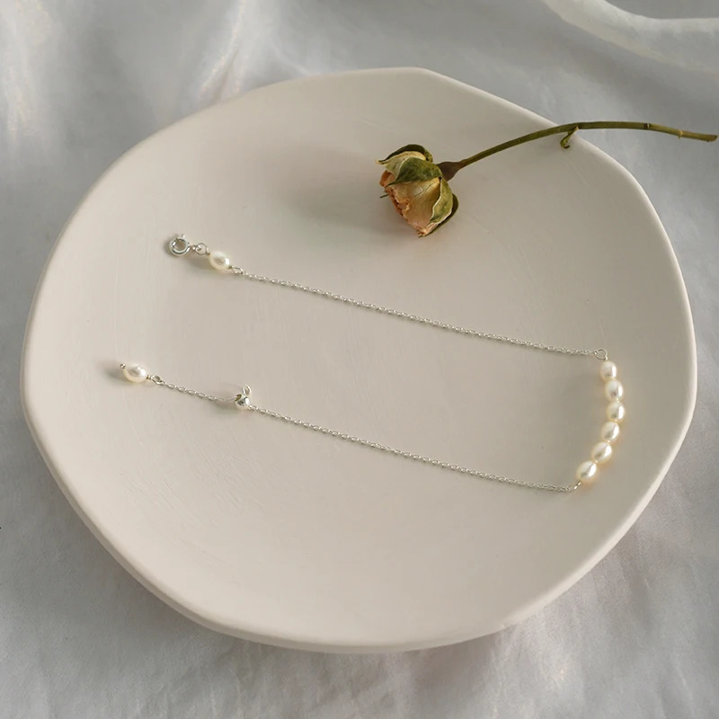 ASHIQI 925 sterling silver natural freshwater pearl necklace suitable for womens feet fashion jewelry gifts 241107