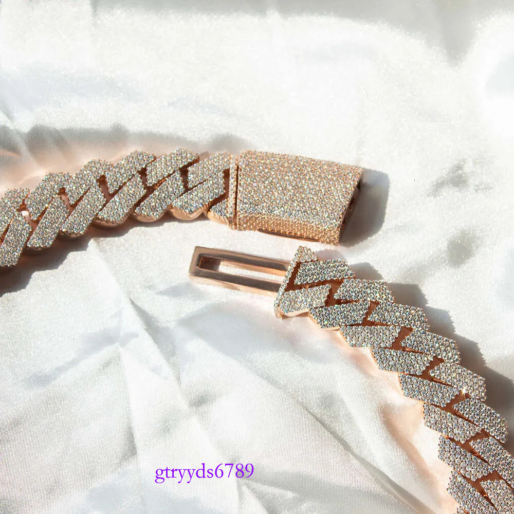 Kibo Custom Hip Hop Designer Necklace Jewelry Vvs Sterg Sier Def 20mm Dia Moissanite 14k Rose Plated Cuban k Chain