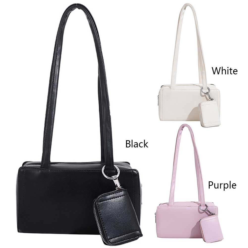 Women Fashion Shoulder Bag PU Leather Casual Grocery Bag Large Capacity Simple Tote Handbag Commute Bag with Matching Clutch Set