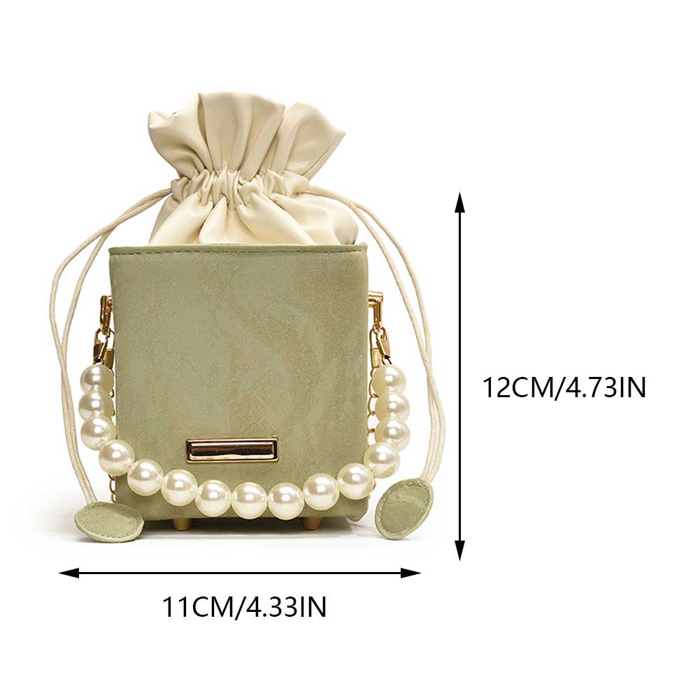 Women PU Designer Bucket Bag Large Capacity Aesthetic Sling Purse Chain Strap Drawstring Shoulder Handbags for Party Vacation