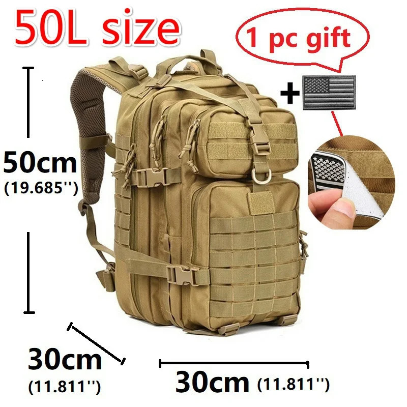 30L/50L 1000D Nylon Waterproof Backpack Outdoor Rucksacks Tactical Sports Camping Hiking Fishing Hunting Bag 241106