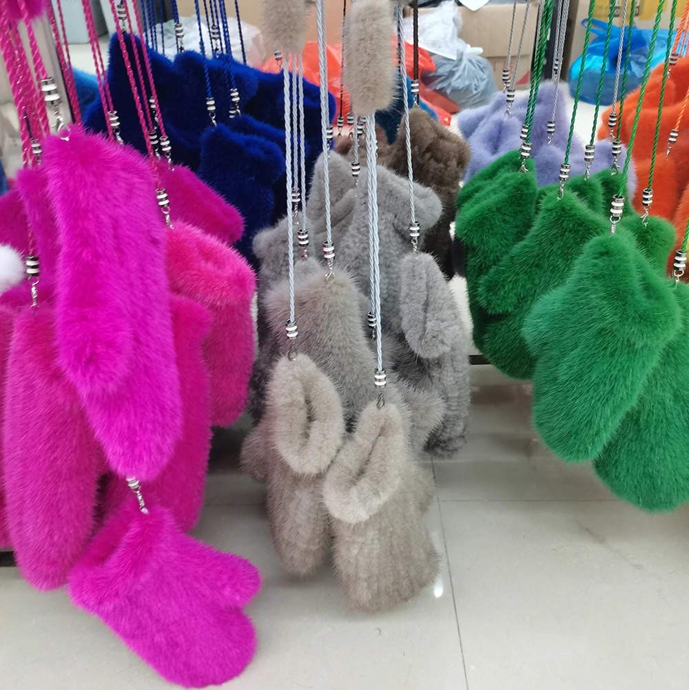 Womens Winter Mink Gloves Fashion Genuine Mink Gloves Hand Knitted Womens Gloves Knitted Womens Genuine Mink 241106