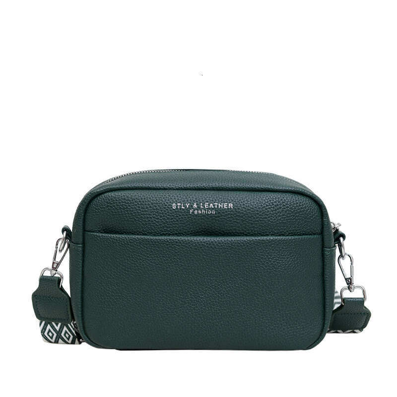 Solid color PU single 2024 new women's wide shoulder strap fashionable crossbody small square bag