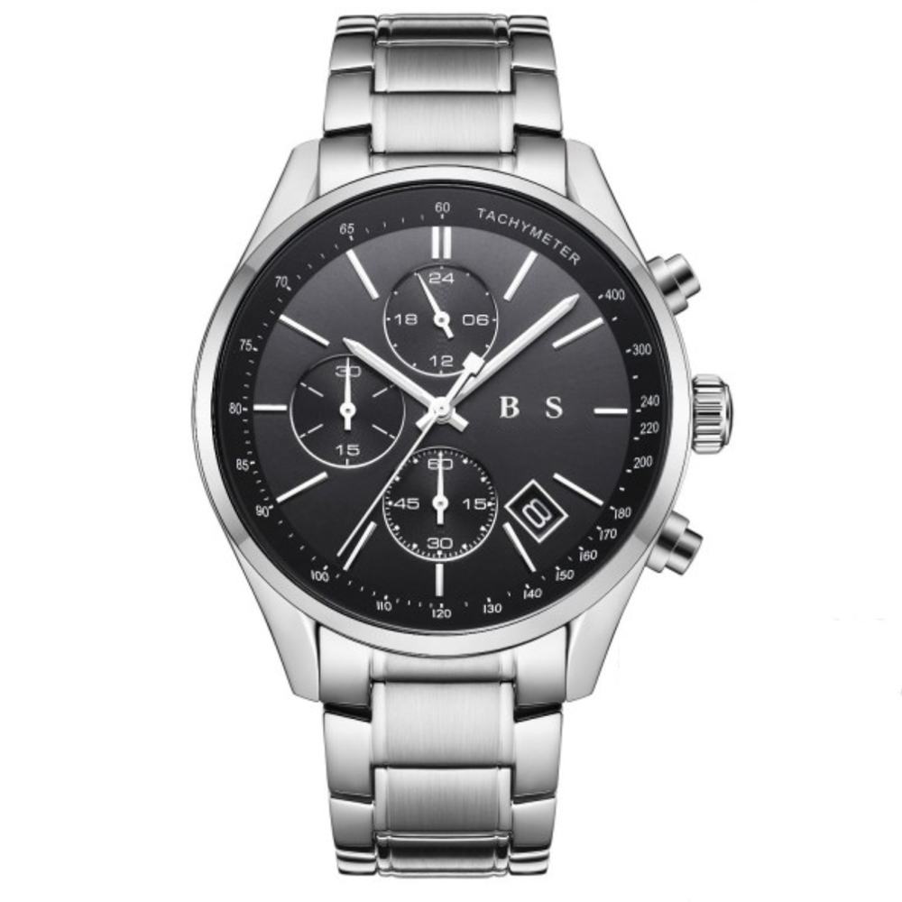 Top Brand HGO BS Mens Watch Business Casual Stainless Steel Strap Multi-Function Chronograph Automatic Quartz Man Watchwrist