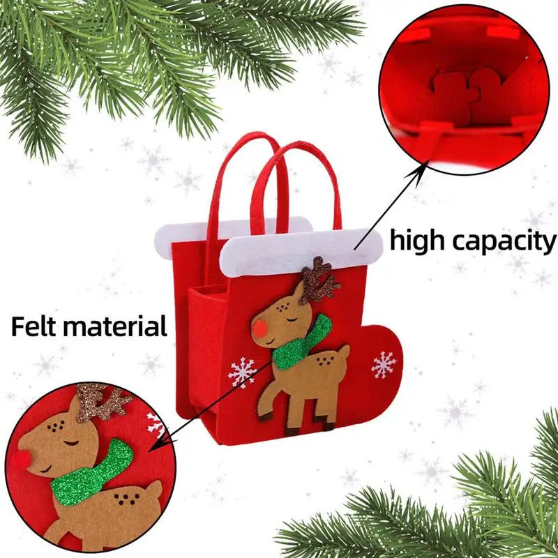 Christmas felt treatment bag childrens reusable treatment bag decorated with Santa Claus treatment bag with chocolate biscuit handle 241107